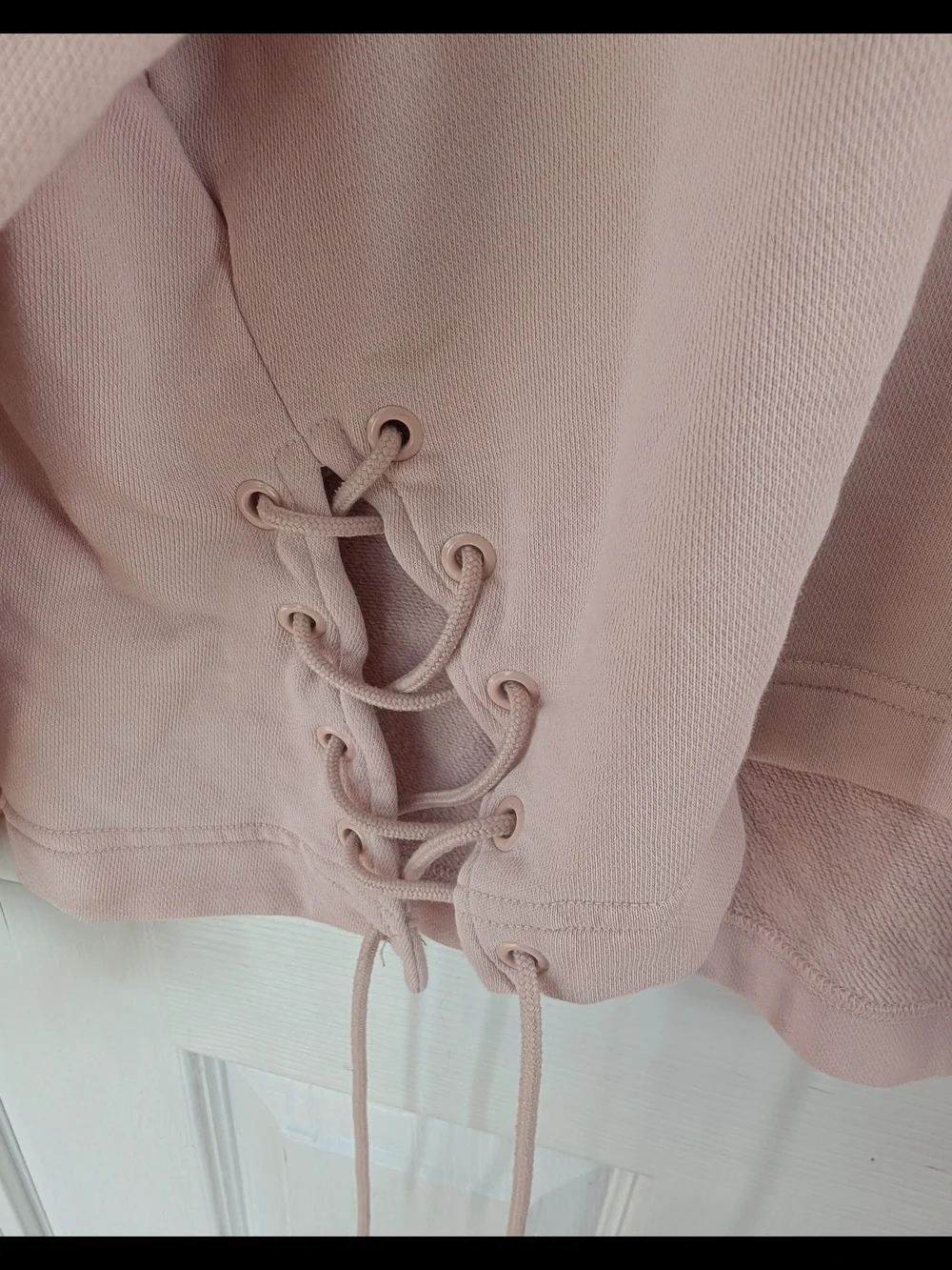 Nike Light Pink Lace-Up Cropped Sweatshirt Size 1X